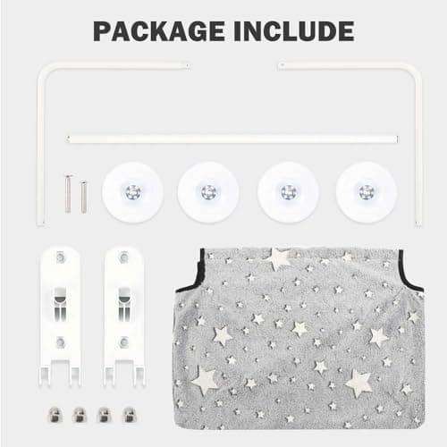 Cordless Cat Window Perch for Large Cats, Glow in The Dark Cat Window Hammock with Hook Design, Easy to Assemble, Foldable Window Seat for Cats Inside, Gray L 9