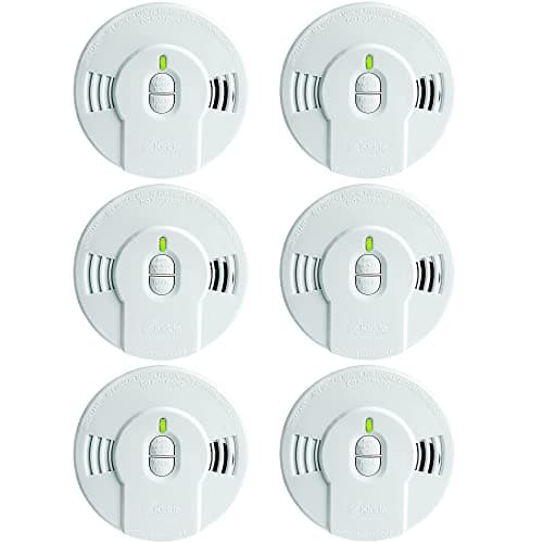 Kidde Smoke Detector, 10-Year Battery, LED Indicators, Replacement Alert, Test-Reset Button, 6 Pack, White