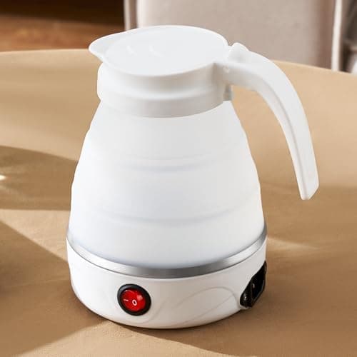 Naibsan Foldable Electric Kettle, 600ml Portable Travel Kettle, Collapsible Kettle Travel Electric, 304 Stainless Steel Heating, Easy to Carry, 110V, 600W.