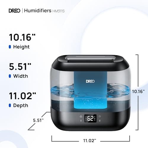Dreo Smart Humidifiers for Bedroom, Top Fill 4L Supersized Humidifier Large Room with 28 dB, 36H Runtime, Touch/APP/Voice Control, Nightlight, Cool Mist Humidifiers for Baby, Plants, Indoor, Black 6