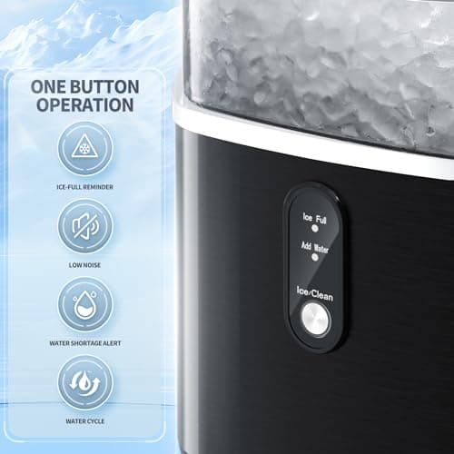 Nugget Countertop Ice Maker with Soft Chewable Pellet Ice, Pebble Portable Ice Machine, 36Lbs/24H, Self-Cleaning, Sonic Ice Maker, One Button Operation, for Kitchen,Office Stainless Steel Black 5