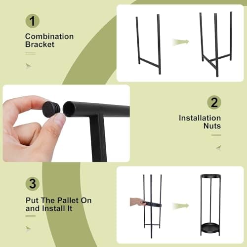 Plant Stand Indoor Outdoor, 2 Tier 24" Tall Black Flower Pot Plant Stands, Heavy Duty Metal Plants Shelf, Rustproof Iron Multiple Plant Round Supports Rack for Planter Corners Garden Balcony Patios 5