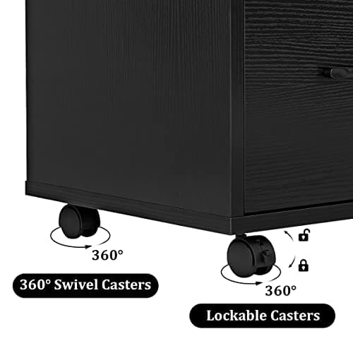 Panana 3 Drawer Office File Cabinets, Mobile Lateral Printer Stand with Open Storage Shelf, Rolling Filing Cabinet with Wheels Home Office Organization and Storage (Black) 8