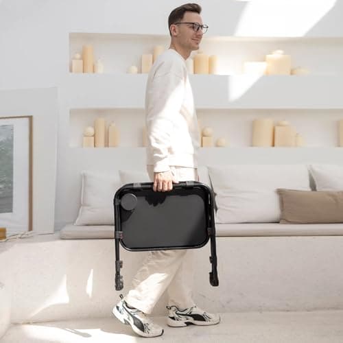 FRESMINT TV Tray Table with Cup Holder Adjustable Folding, TV Dinner Tray for Living Room,Small Space,Office.Portable TV Tray with 4 Height and 3 Angle Adjustments, Black 9