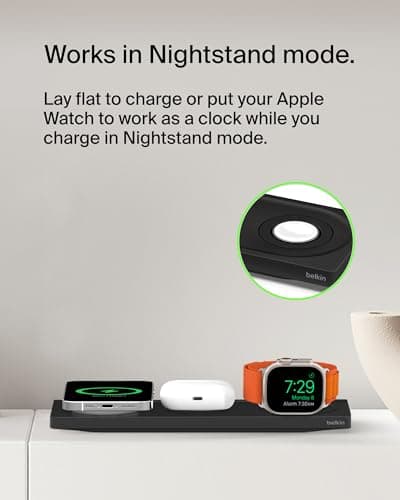 Belkin MagSafe 3-in-1 Wireless Charging Pad - Fast Wireless Charging for Apple Watch, iPhone 17, iPhone 16, iPhone 15, & iPhone 14 Series, & AirPods - Charging Station for Multiple Devices - Black 7