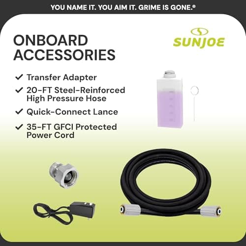 Sun Joe Electric Pressure Power Washer, 2000 PSI (PWMA Certified), 1.1 GPM, Dual Soap Tanks, (35-FT GFCI Water-Safe, Power Cord) - SPX3500 7