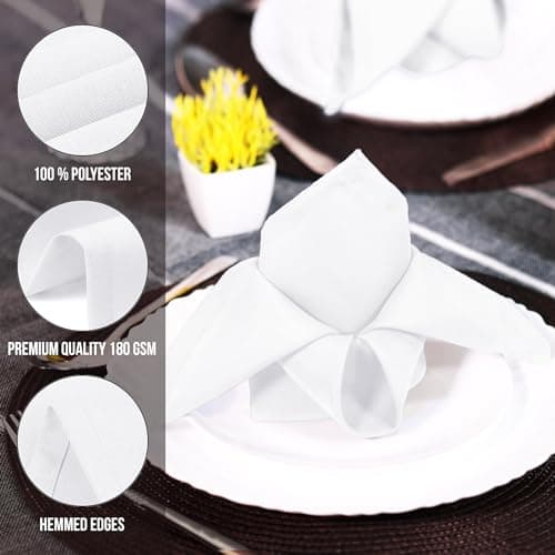 Utopia Home White Cloth Napkins (12 Pack, 18x18 Inches), Ideal Dinner Napkins for Party, Wedding and Lunch/Dinner 7
