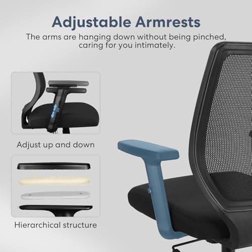 Schwake Ergonomic Office Chair Home Mesh Desk Chair with Adjustable Arms - Mid Back Computer Chairs for Adults - Swivel Task Chair Comfortable for Home Office (Black) 8