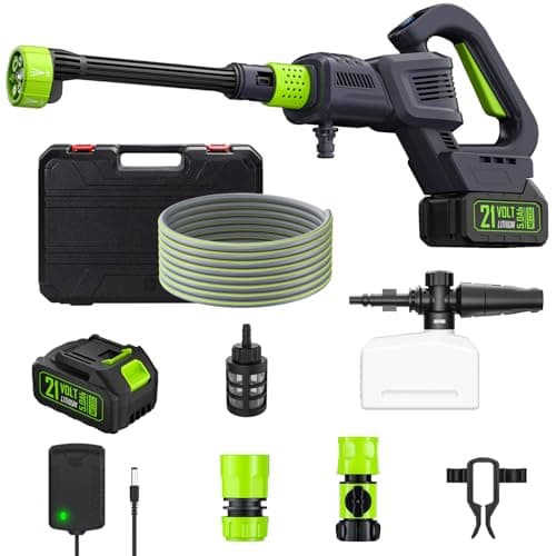 Cordless Pressure Washer, 970PSI Portable Power Washer with Rechargeable 4.0Ah Battery 6-in-1 Nozzle, 3 Speed Adjustment LCD Touch Screen, Handheld High-Pressure Car Washer Gun for Home/Floor