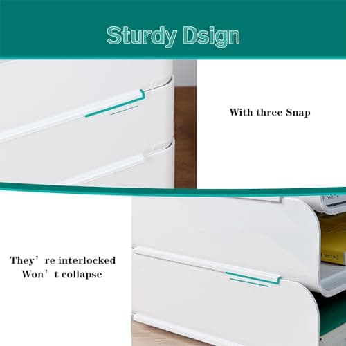 (4pcs Pack) HKeeper Stackable Paper Trays,Letter Tray Organizer,Office Desktop Organizer,A4 Paper Holder,Supplies Magazine,File Documents,Receipts（White,Regular） 6