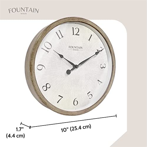 FOUNTAIN DESIGNS 10" Modern Farmhouse Clock, No Ticking Silent Clock, Modern and Vintage, Light Gray Oak Finish. (Wall Decoration Timepiece) 5