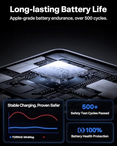 TORRAS MiniMag Power Bank,Ultra-Slim 10,000mAh Magnetic Wireless Portable Charger, 22.5W Fast Charging iPhone Air MagSafe Battery Pack Designed for iPhone 17 Pro Max/17 Pro/Air/16/15/14/13/12, Gray 7