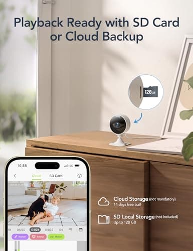 GNCC Only 2.4GHz Indoor Security Camera, 1080P Cameras for Home Security, Motion Detection, Two-Way Audio, Night Vision, Dog Camera with App, Easy Install, Cloud Storage Subscription Required(2-Pack) 7