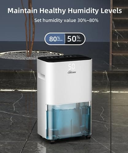 BRITSOU 34 Pint Dehumidifier for Basement with Drain Hose & 0.66 Gallon Water Tank, Manual & Auto Drainage, Smart Quiet Dehumidifiers for Home with Auto Shut off, 24HR Timer 5