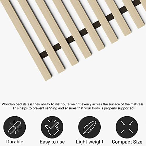 Zayton, Wooden Queen Bed Slats for Support Under Mattress – Replacement Wood Slats for Queen Size Bed Frame – Under Mattress Support Without Extra Height – 2.38 Standard Width 6