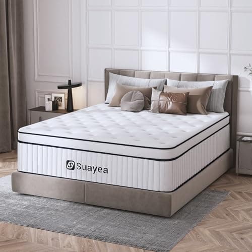 SUAYEA Queen Mattress, 12 Inch Queen Size Mattress in a Box, Pocket Spring and Soft Foam, Ultimate Motion Isolation, Strong Edge Support, Medium Firm