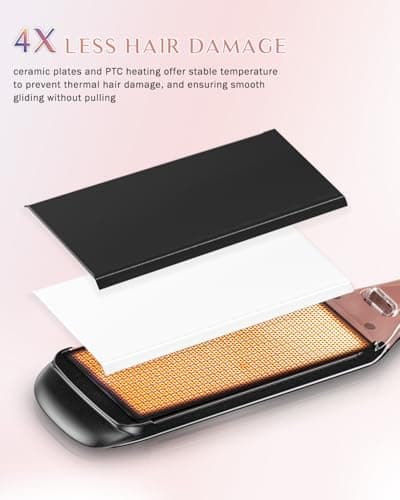 DORISILK 500 Degree High Temp Professional Hair Straightenr ， Ceramic Wide Flat Iron ，2 in 1 Hair Straightener and Curler，Plasma Flat Iron Get Frizz-Free and Shiny 6