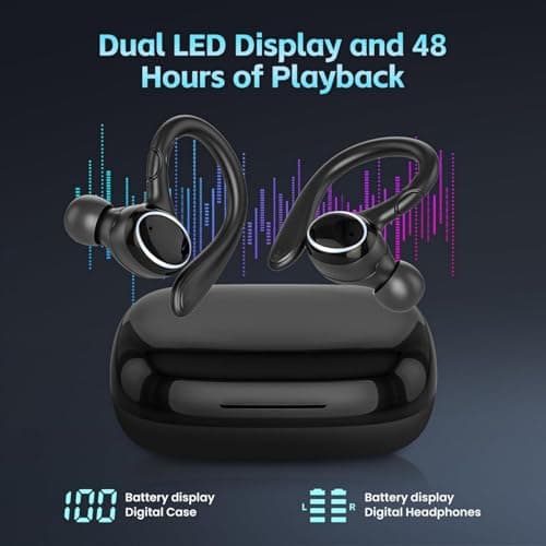 Beniduck Wireless Earbuds Bluetooth 5.3 Headphones Stereo Ear Buds, ENC Noise Cancelling Mic,IPX7 Waterproof Earphones with Hook for Android iOS Smart Phone Laptop Computer Sports - Purple 5