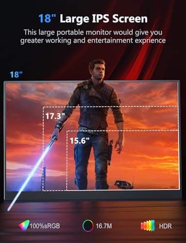 2.5K Portable Gaming Monitor, 18" 144Hz IPS Portable Laptop Monitor, Second Screen Dual USB C HDMI Computer Gaming Display with Speakers & Smart Cover, Travel Monitor for PC Phone PS4/5 Xbox Switch 5