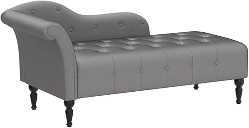 IDEALHOUSE Modern Armless Chaise Lounge, Upholstered Sofa Recliner Lounge Chair with Solid Wood Legs for Bedroom Living Room Office Room (Grey) 8