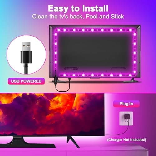 Daymeet TV Led Lights, Led Lights for Backlight for 32-60 inch, 9.8ft TV Light Strip,RGB Color Changing Light with Remote Music Sync Bluetooth APP Control USB Powered 6