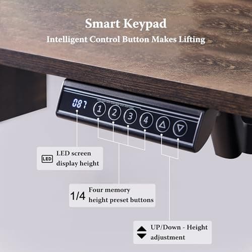 RedLemon 48Inch Gaming Desk, Electric Standing Desk with Height Adjustable, Power Outlets, LED Lights, Keyboard Tray, and Monitor Shelf, Stand Up Computer, Dark Rustic Oak 6