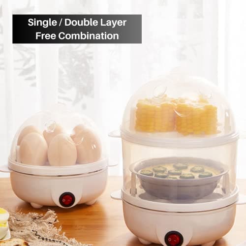 Electric Egg Cooker with Egg Piercer, Rapid Egg Boiler with Auto Shut Off for Hard Boiled Eggs, Perfect for Quick Breakfast; Poached Eggs, Scrambled Eggs, Omelets (White) 6