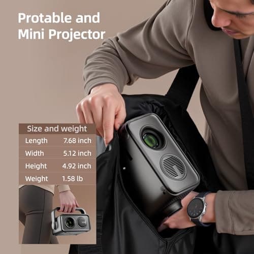 BKZ 2026 pgraded 360°Adjustable Dual Stand AI Auto Keystone Electric Focus Mini Portable Projector with Bluetooth 5.4, 1080P support Outdoor movie Projector compatible with HDMI/USB/Phone (Black) 6