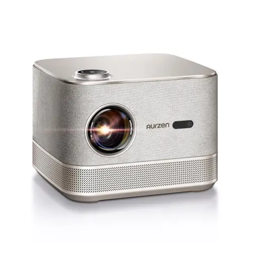 3-in-1 Outdoor Projector 4K Supported, AURZEN BOOM 3 Smart Projector with WiFi and Bluetooth, 3D DoIby Audio & 36W Speakers, Auto Focus & Keystone, NetfIix Official 500 ANSI Home proyector, Gold