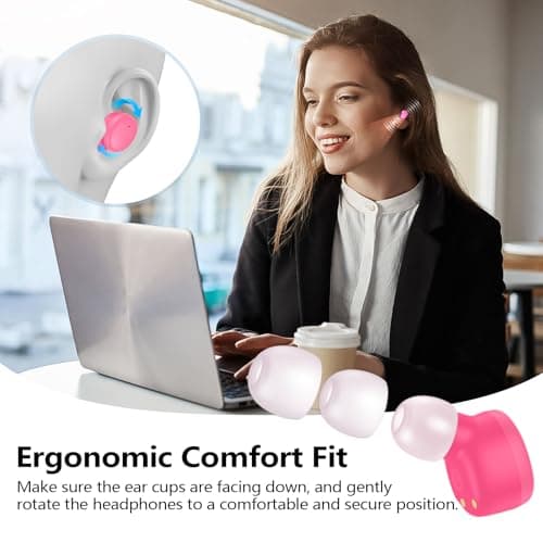 kurdene Wireless Earbuds Bluetooth 5.3 in Ear Buds Light-Weight Headphones,Deep Bass Sound,Built-in Mics Headset,Clear Calls Earphones for Sports Workout Hot Pink 5