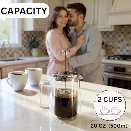 sipNdulgence French Press Coffee Maker 20Oz Thickened Double Wall Borosilicate Glass BPA Free 5