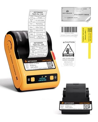 DETONGER DT5150P Industrial Colorfast Label Maker, Thermal Transfer Label Printer with 1.65" W Print Head, Heavy-Duty for Outdoor Direct Sunlight Job Sites, Mobile APP & PC Editor Compatible