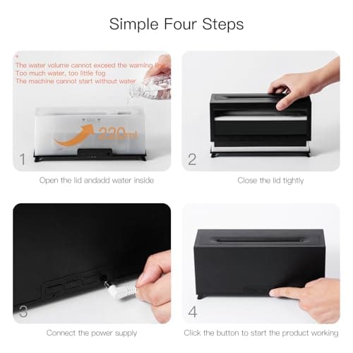 BLOIMP Flame Essential Oil Diffuser, 220ml Fireplace Flame Diffuser,2 Mist Mode Humidifier 4 Timer Remote Control Waterless Auto-Off, Humidifiers for Bedroom Home Office (Black) 6