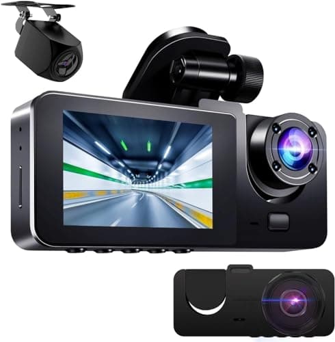 Dash Cam Front and Rear Inside, 4K Full HD Triple Dash Camera for Cars, Car Camera with 32GB Card - (F3J)