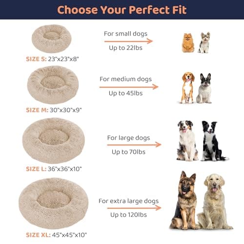 Donut Dog Bed - Premium Comfort for Anxiety Relief - Fluffy & Calming Design with Ultra-Plush Support | Cozy Round Dog Bed with Super Soft Circle Style (Beige, Small) 3