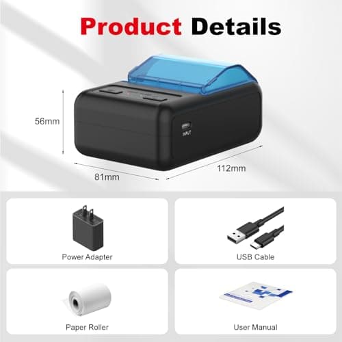 Meiyunprt Receipt Printer Bluetooth Portable Thermal POS Printer for Small Business 58mm Wireless Mini Mobile Receipt Printer for Android & Windows 5