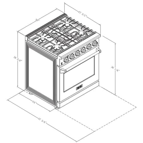 KOSTCH 30 inch Professional Freestanding Pro-Style Natural Gas Range or Liquid Propane Gas Range with 5 Burners, 4.55 cu.ft. Oven Capacity, in Stainless Steel - KOS-30RG03M (Red) 7