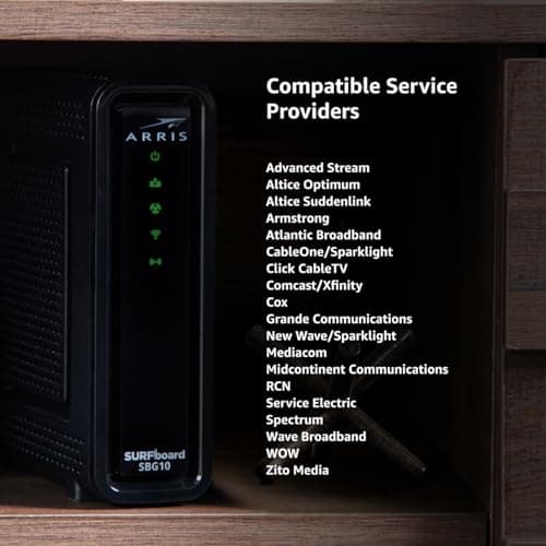 ARRIS (SBG10-RB) - Modem Router Combo - DOCSIS 3.0 16 x 4 Gigabit & AC1600 WiFi, [Check with your provider for compatibility]400 Mbps Max Internet Speeds - Renewed 10