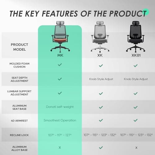 COLAMY Ergonomic Office Chair, Mesh Desk Chair with High Back, Lumbar Support, Adjustable Headrest and 4D Arms, Slide Seat, Tilt Lock-Coral 10