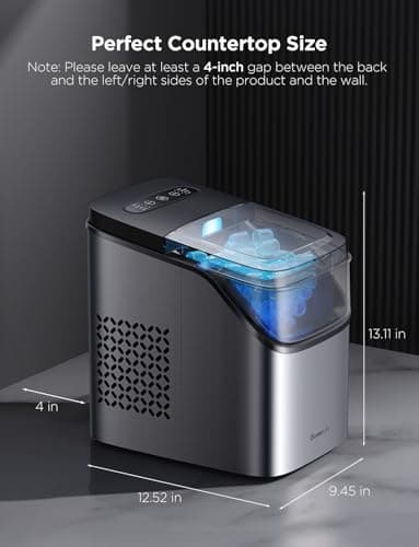 GoveeLife Smart Ice Maker Countertop, Portable Ice Machine with Voice Control, 9 Ice Cubes in 6 Minutes 3 Sizes, 26lbs/24Hrs, Self Cleaning RGB Lights, Quiet Ice Maker with Scoop for Kitchen Silver 5