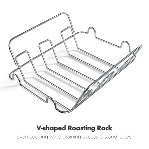 Absorated Roasting Pan with Rack - 17x13.6 Inch Large Turkey Roaster Pan - Double Ply Non-Stick Coated Turkey Pan for Oven - Hold Up to 24 Lbs Chicken, Gray 7