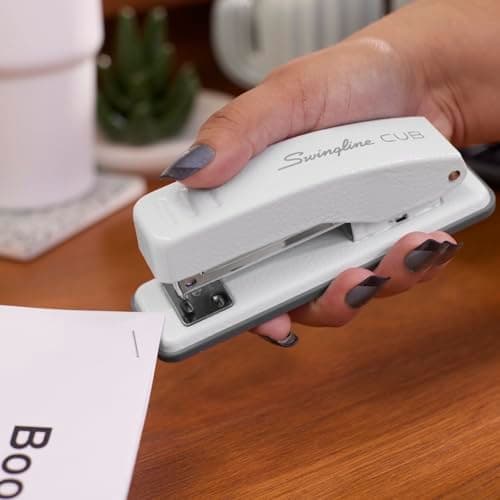 Swingline Stapler, Cub Compact Desktop Stapler, 20 Sheet Capacity, Metal, Arctic White (S701067) 6