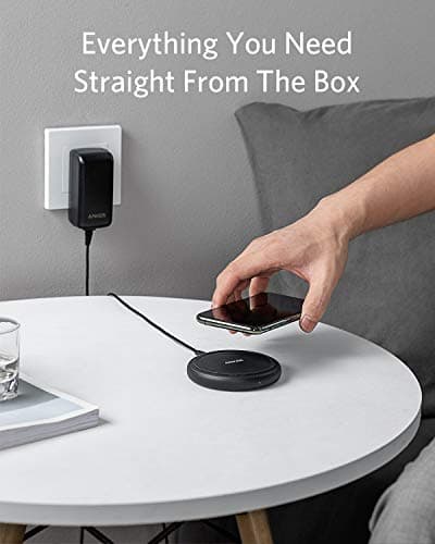 Anker Wireless Charger with Power Adapter, PowerWave II Pad, Qi-Certified 15W Max Fast Wireless Charging Pad for iPhone 16/16 Pro/16 Pro Max/14/13/12, Galaxy S10 S9 S8, Note 10 Note 9 & More 7