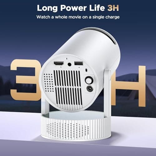 Mini Projector, Projector with Wifi and Bluetooth Built-in Battery 4K Portable Projector for Outdoor Bedroom, Smart Projectors 1080P Compatible with iphone/TV Stick/HDMI/Laptop 2