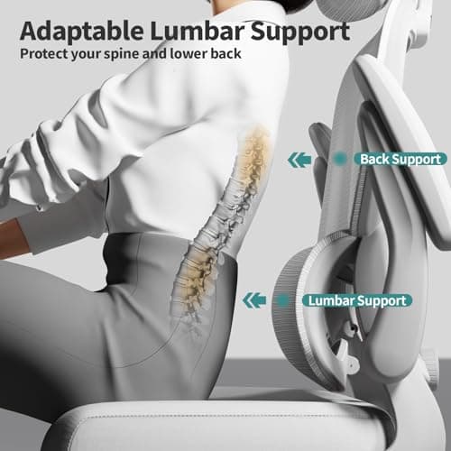 TRALT Office Chair Ergonomic Desk Chair, 330 LBS Home Mesh Office Desk Chairs with Wheels, Comfortable Gaming Chair, High Back Office Chair for Long Hours (White White) 5