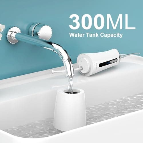 Nicefeel Water Dental Flosser Pick for Teeth 3 Modes Cordless Portable Water Teeth Cleaner Ipx7 Waterproof Oral Irrigator 300ml Tank Water Teeth Cleaner Rechargeable Flossing (White, 4 Modes) 6