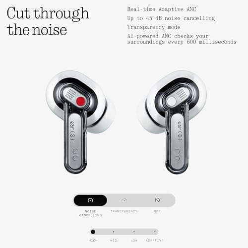 Nothing Ear (3) Wireless Earbuds Super Mic 45dB Hybrid Active Noise Cancelling Bluetooth Headphones Hi-Res 6 Mics, 12mm Dynamic Bass Boost, Dual Connect ANC Sport Ear Buds for iPhone Android, White 5