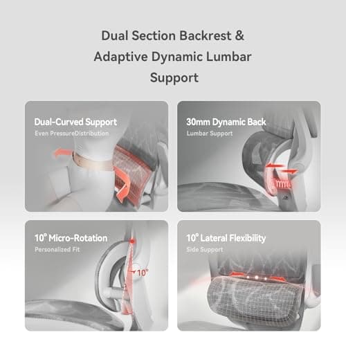 SIHOO M59AS Ergonomic Office Chair, Desk Chair with 3D Flip-up Armrests, Computer Chair with Dual Back Design and Adaptive Dynamic Lumbar Support 5
