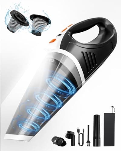 TANYO Handheld Vacuum Cordless Rechargeable, Car Vacuum Cleaner Portable 15KPA Strong Suction, Hand Held Brushless 5 in1 with LED Lights, Small Vacuum 120W for Car, Home, Office, Pet, Dust 8