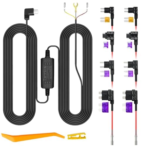 Universal Dash Cam Hardwire Kit with Parking Mode & LowVoltage Protection-converts 12V-30V to 5V/3A USB-C,Safe for Car Battery, Easy Install